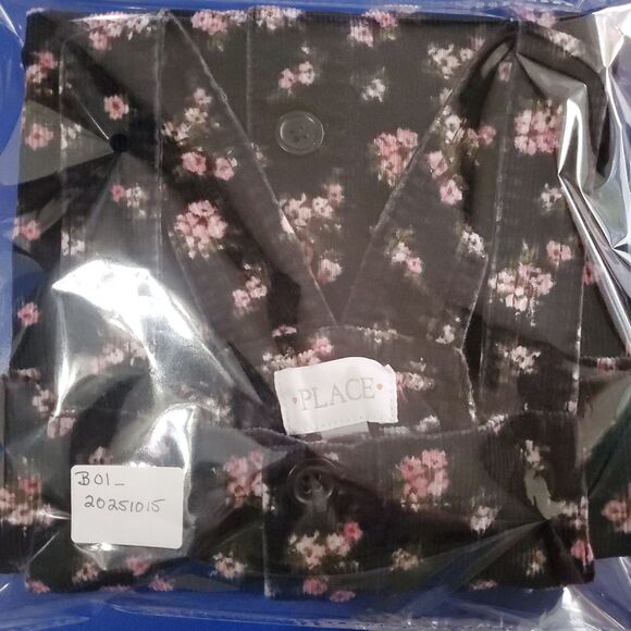 Children's Place Girl's Corduroy Jumper Dress, Black w/Pink Floral, Size 10 - Picture 14 of 14